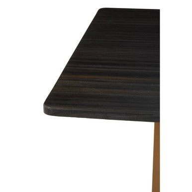 Black Marble Rectangular Dining Table with Geometric Gold Finish Steel Base | Varana