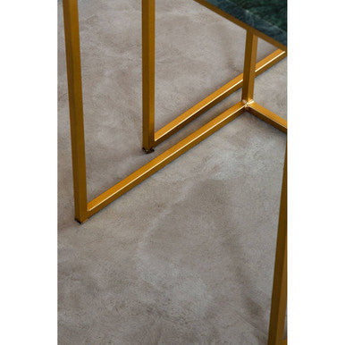 Mandoli Green Marble and Gold Finish Set of 2 Side Tables