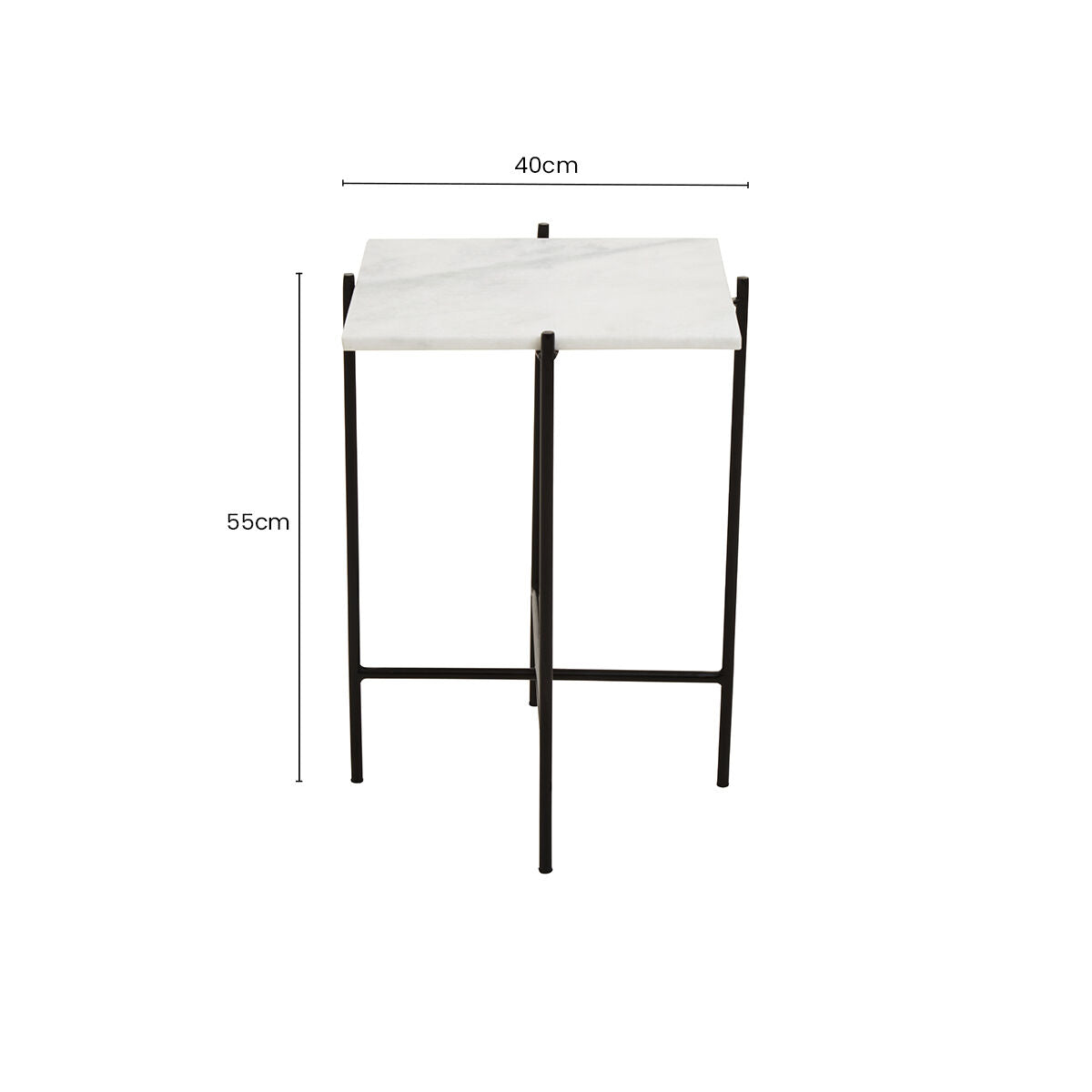 Mandoli White Marble and Black Finish Side Table