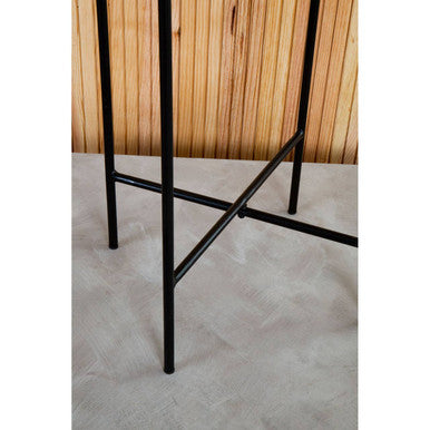 Mandoli White Marble and Black Finish Side Table