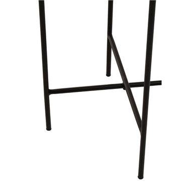 Mandoli White Marble and Black Finish Side Table