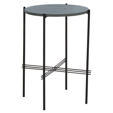 Mandoli Green Marble and Black Finish Side Table