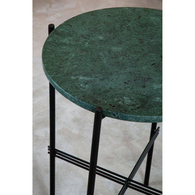Mandoli Green Marble and Black Finish Side Table