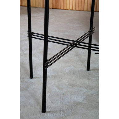Mandoli Green Marble and Black Finish Side Table