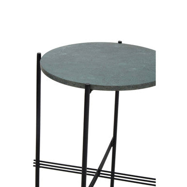 Mandoli Green Marble and Black Finish Side Table
