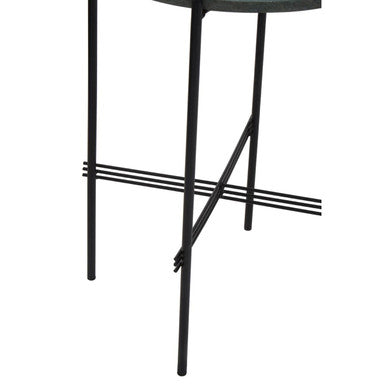 Mandoli Green Marble and Black Finish Side Table