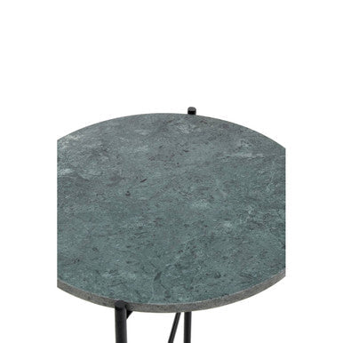 Mandoli Green Marble and Black Finish Side Table