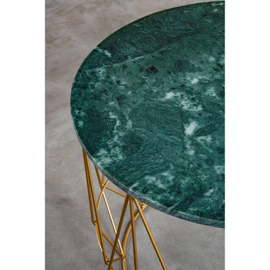 Mandoli Green Marble and Gold Finish Side Table