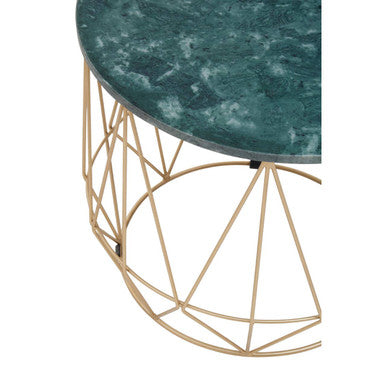 Mandoli Green Marble and Gold Finish Side Table