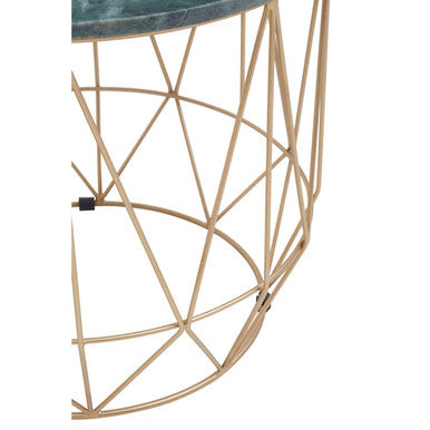 Mandoli Green Marble and Gold Finish Side Table