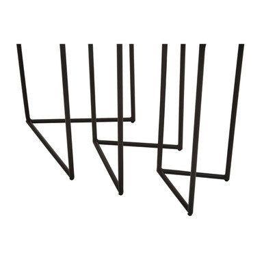 Mandoli White Marble and Black Finish Set of 3 Nesting Tables