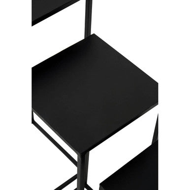 Nest of 3 Black Side Tables with Metal Base and Black Tops | Mandoli