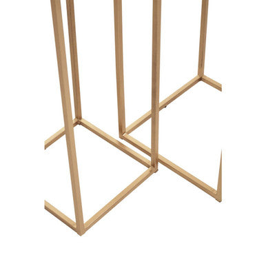 Mandoli White Marble and Gold Finish Set of 2 Square Nesting Tables