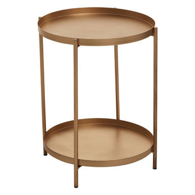 Mandoli Gold Finish Round Tray Side Table