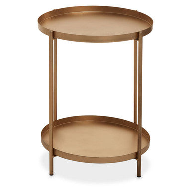 Mandoli Gold Finish Round Tray Side Table