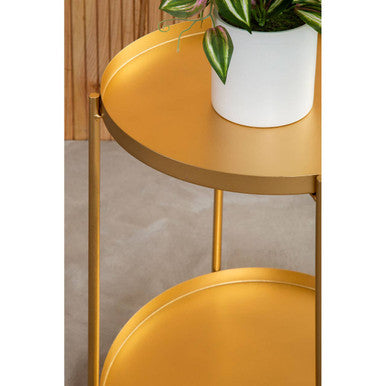 Mandoli Gold Finish Round Tray Side Table