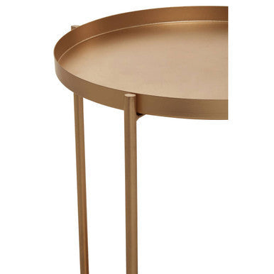 Mandoli Gold Finish Round Tray Side Table