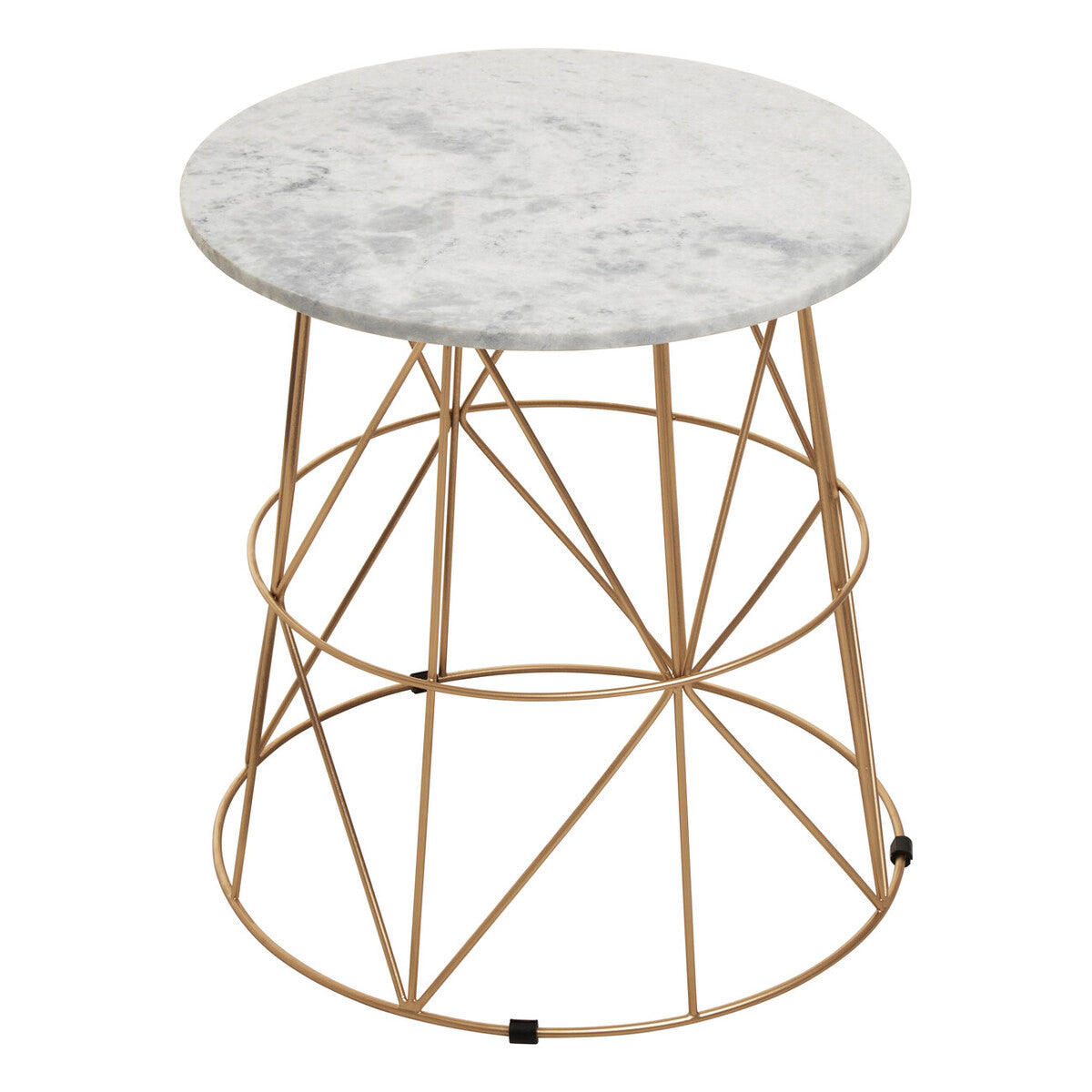 Mandoli White Marble and Gold Finish Round Side Table