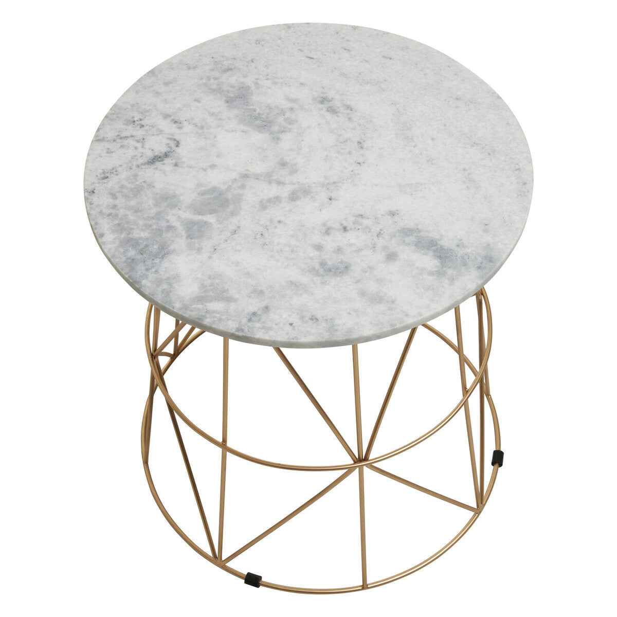 Mandoli White Marble and Gold Finish Round Side Table