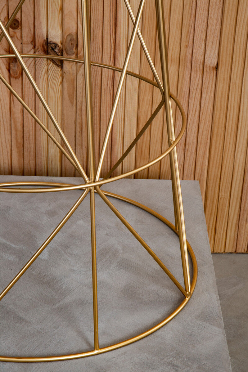 Mandoli White Marble and Gold Finish Round Side Table