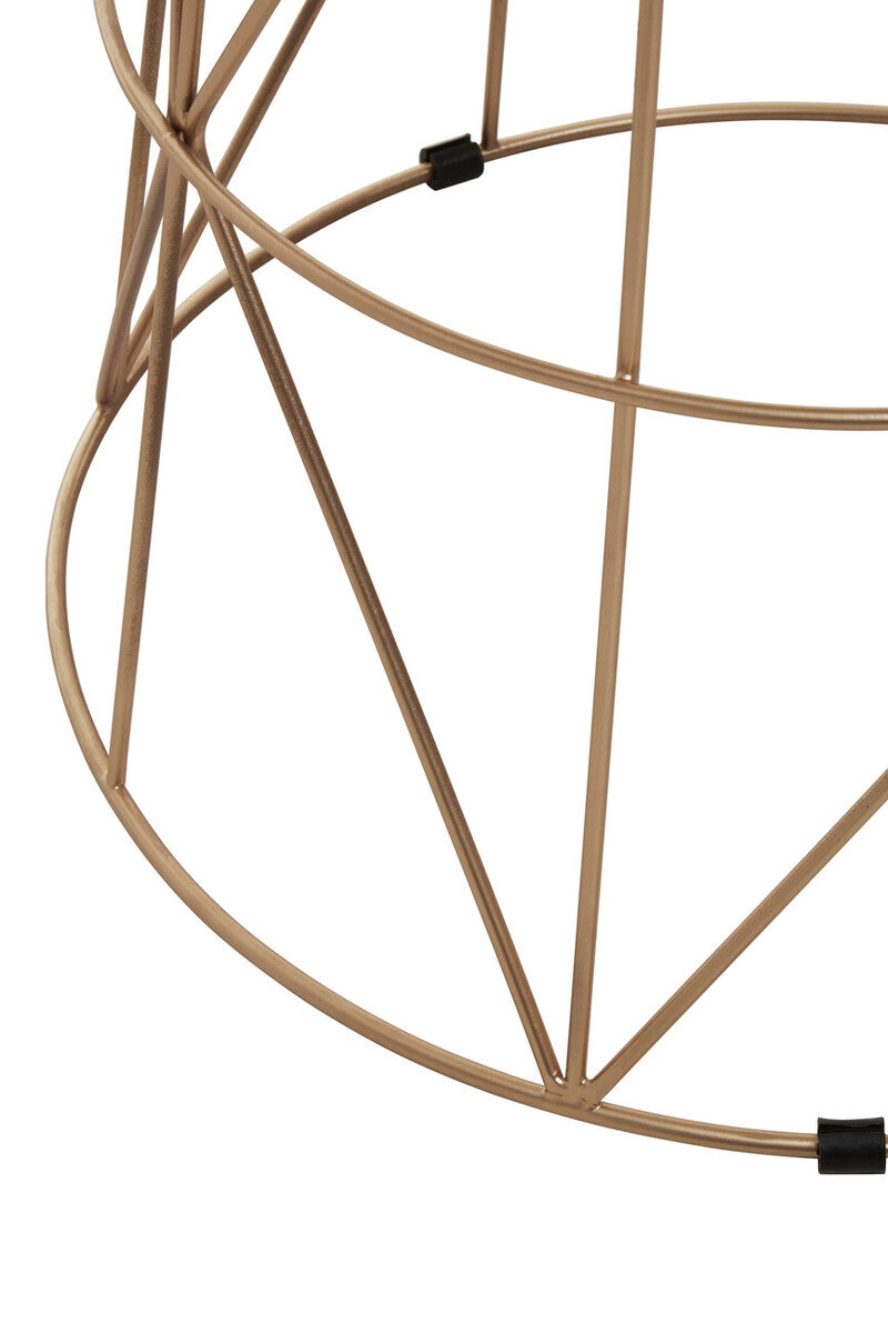 Mandoli White Marble and Gold Finish Round Side Table