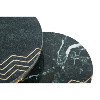 Nirav Green Marble and Gold Finish Set of 2 Side Tables