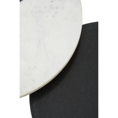 Nirav Black and White Marble Set of 2 Side Tables