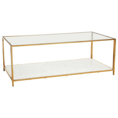 Novi White Terrazzo Effect and Gold Finish Coffee Table