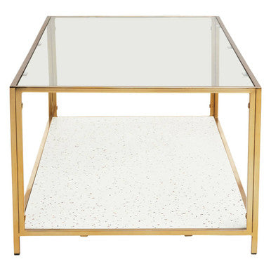 Novi White Terrazzo Effect and Gold Finish Coffee Table