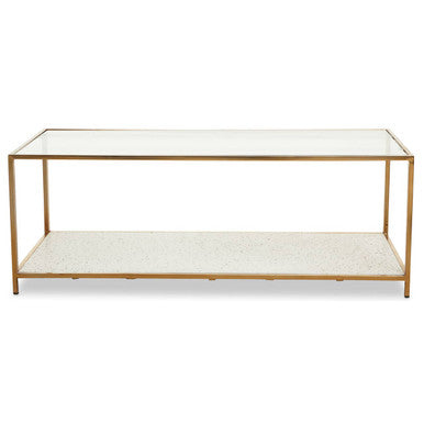 Novi White Terrazzo Effect and Gold Finish Coffee Table