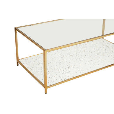 Novi White Terrazzo Effect and Gold Finish Coffee Table