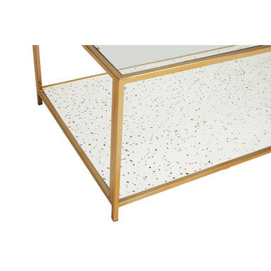 Novi White Terrazzo Effect and Gold Finish Coffee Table