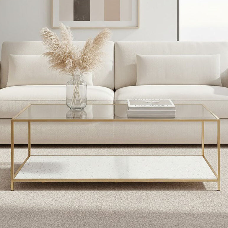 Novi White Terrazzo Effect and Gold Finish Coffee Table