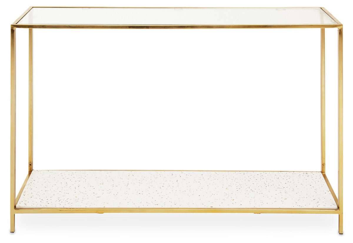 Novi White Terrazzo Effect and Gold Finish Console Table