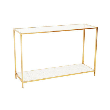 Novi White Terrazzo Effect and Gold Finish Console Table