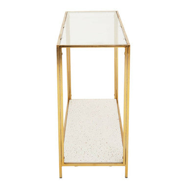 Novi White Terrazzo Effect and Gold Finish Console Table