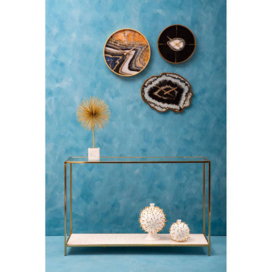 Novi White Terrazzo Effect and Gold Finish Console Table