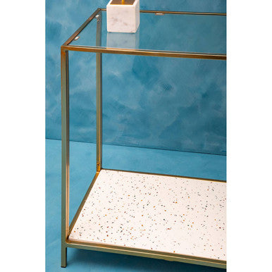 Novi White Terrazzo Effect and Gold Finish Console Table