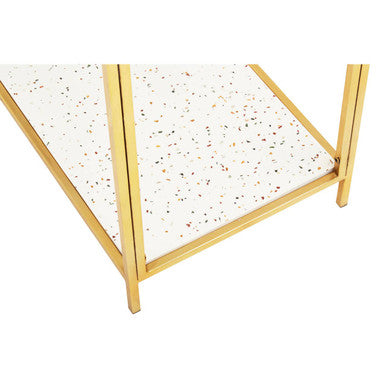 Novi White Terrazzo Effect and Gold Finish Console Table