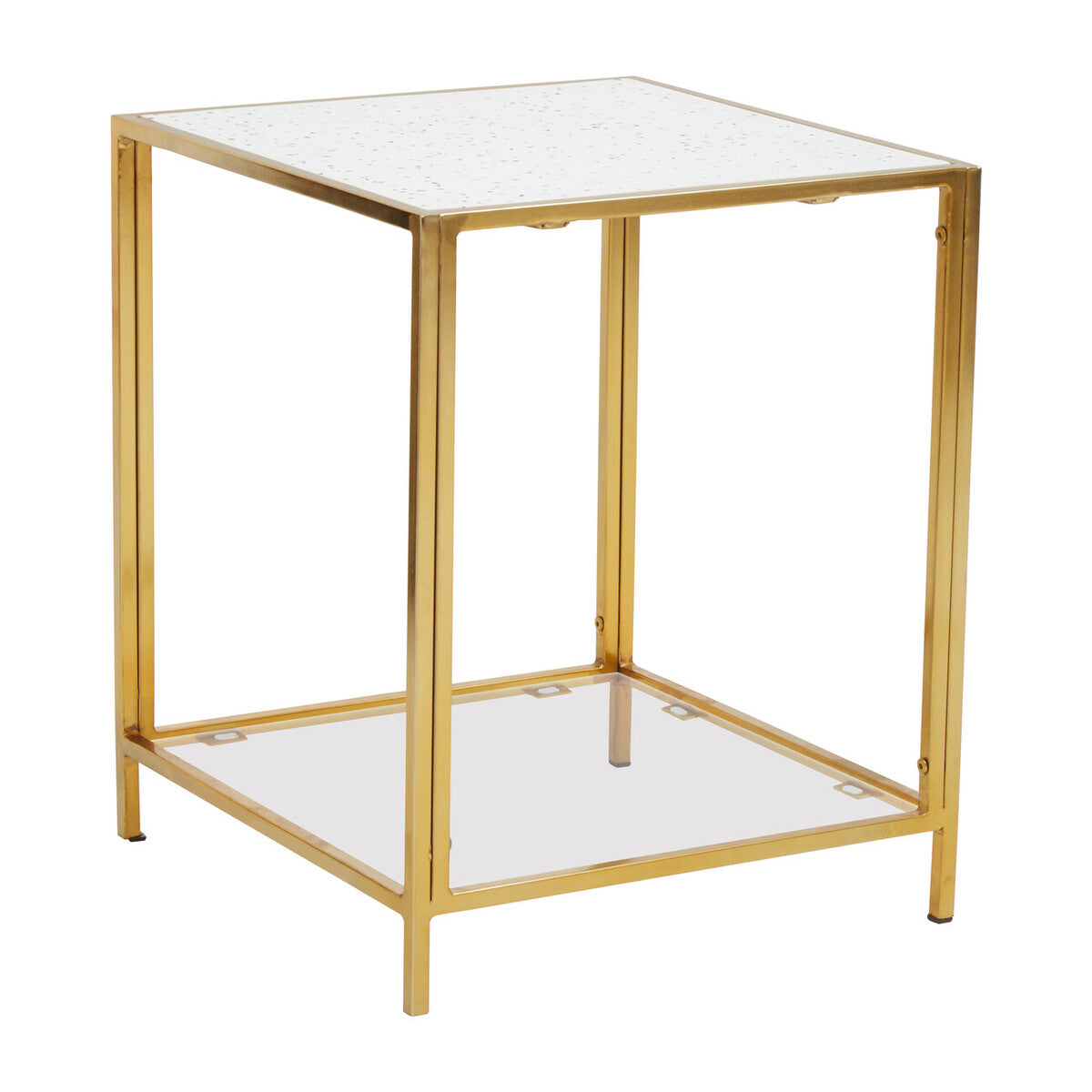 Novi White Terrazzo Effect and Gold Finish Side Table