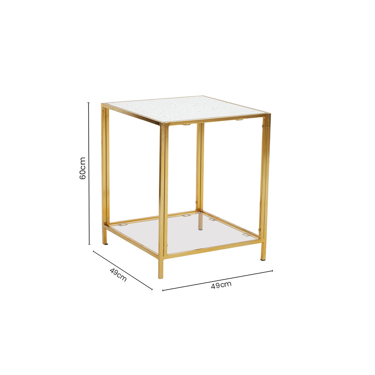 Novi White Terrazzo Effect and Gold Finish Side Table