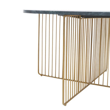 Nirav Green Marble and Gold Finish Coffee Table