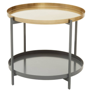 Korba Grey and Matt Gold Finish 2 Tier Coffee Table