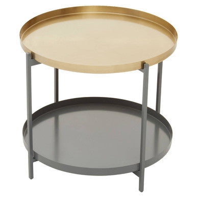 Korba Grey and Matt Gold Finish 2 Tier Coffee Table