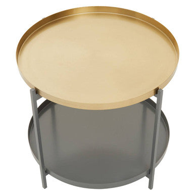 Korba Grey and Matt Gold Finish 2 Tier Coffee Table