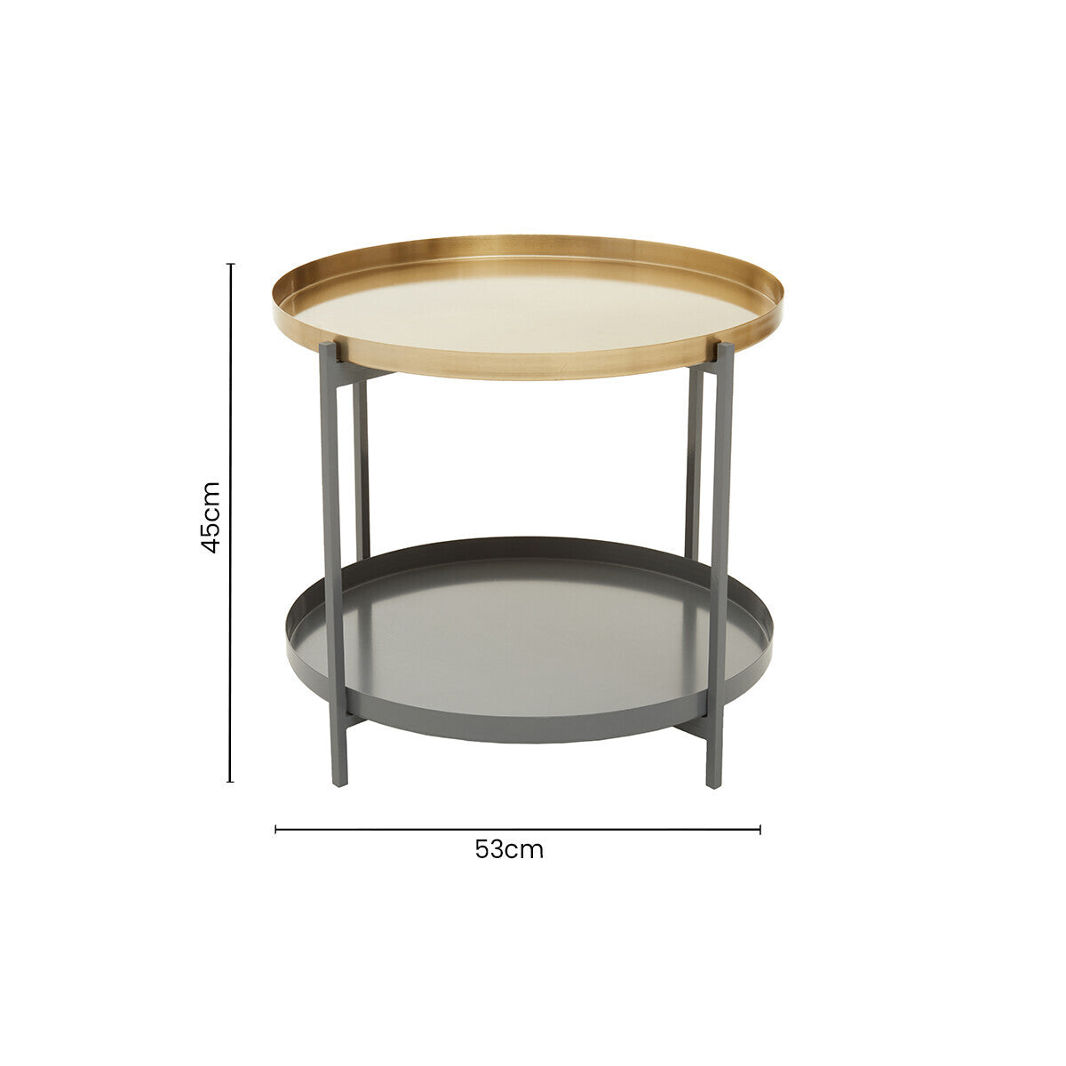 Korba Grey and Matt Gold Finish 2 Tier Coffee Table