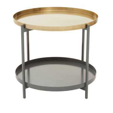 Grey and Matt Gold Finish 2 Tier Coffee Table