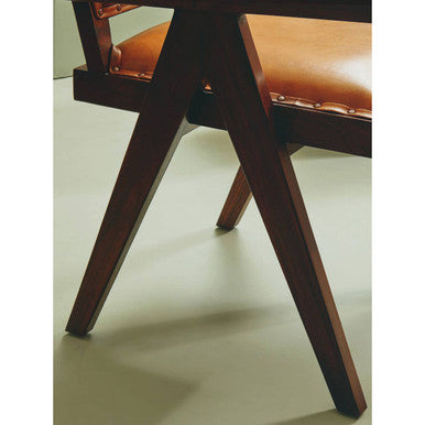 Inca Tan Leather and Teak Wood Chair