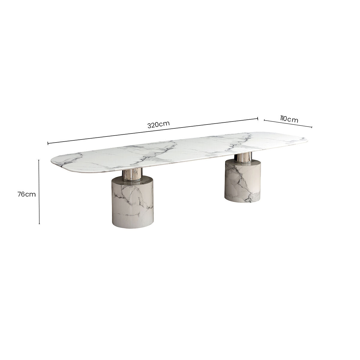 Sesto White Marble Dining Table