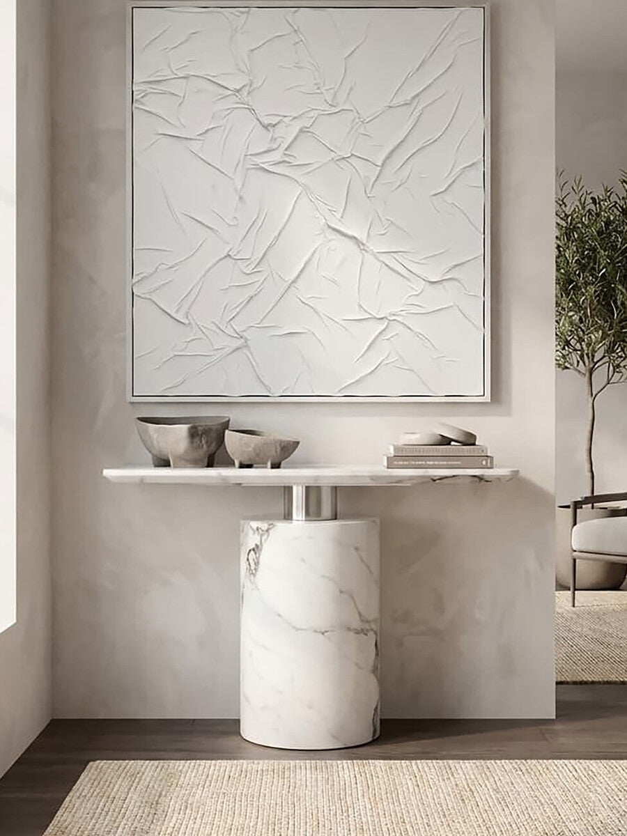 Sesto White Marble Console Table